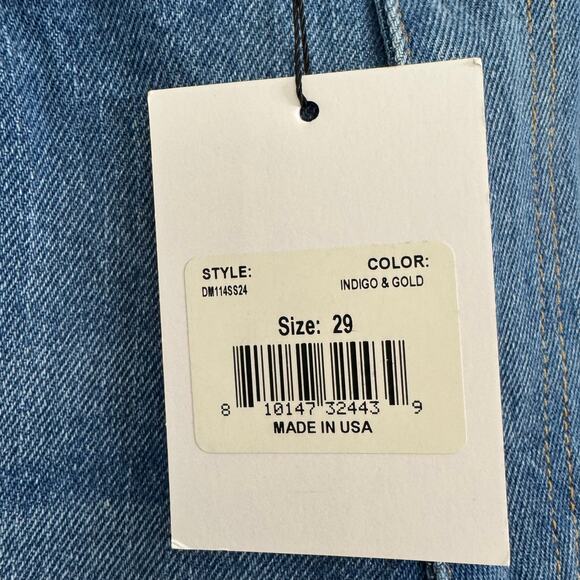 BRANDON MAXWELL The Cortlandt Denim Pant W/ Metallic Leather Combo Size 29 New - Picture 5 of 14